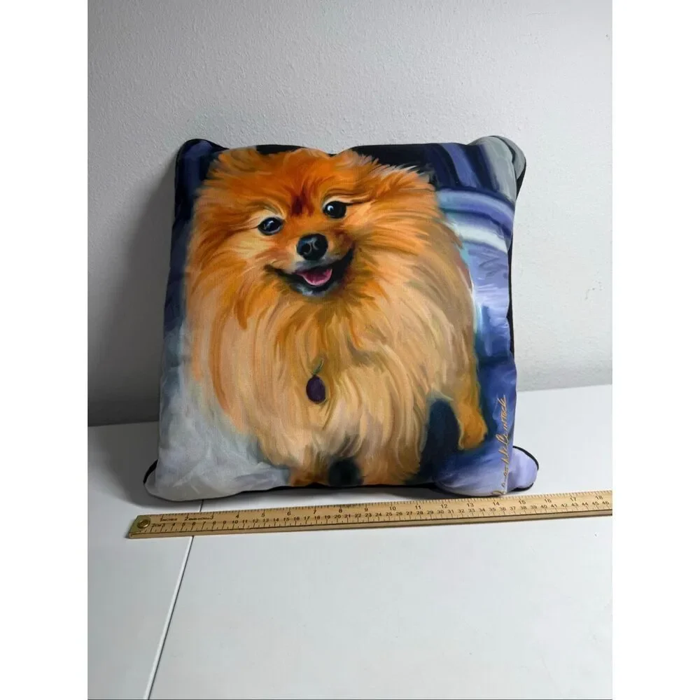 Pomeranian Dog By Robert McClintock Decorative Throw Pillow Puppy Print  Cushion